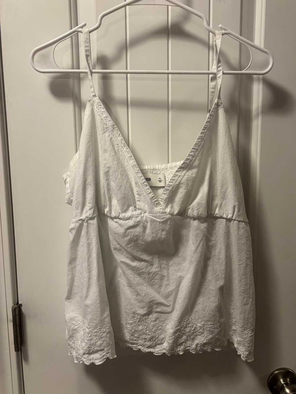Hollister White embroidered sequin tank